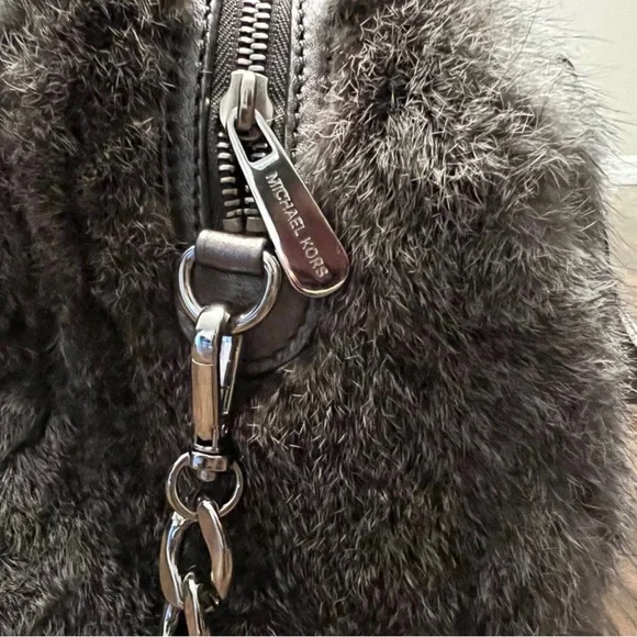 Michael Kors REAL Rabbit Fur crossbody and handbag barrel purse brown (LIKE NEW)